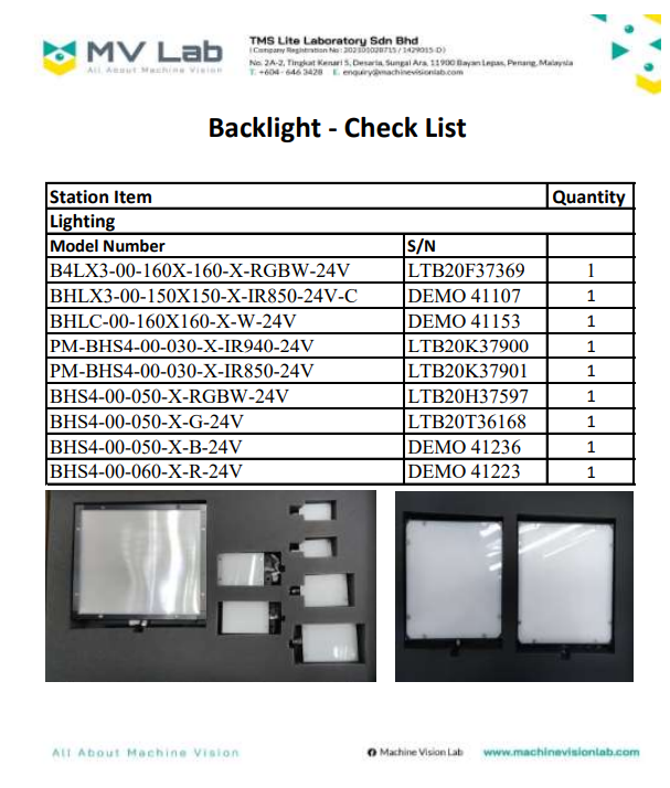 backlight series - Machine Vision Lab